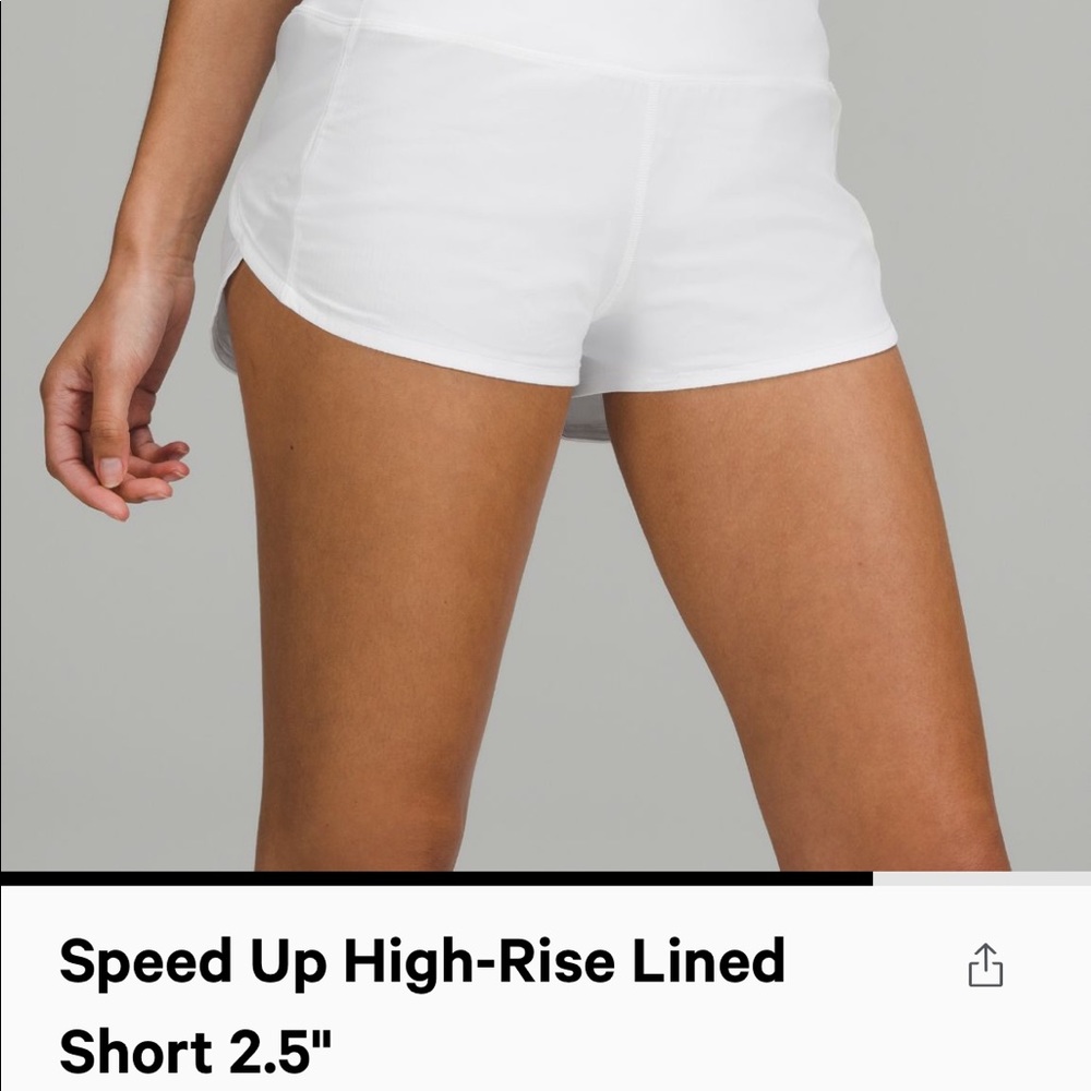 COPY - Lululemon Speed Up High-Rise Lined Short 2.5” in White